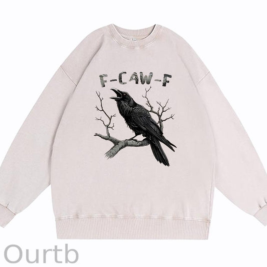 F-Caw-F Crow Cotton Washed Long Sleeve Sweatshirt/Shirt