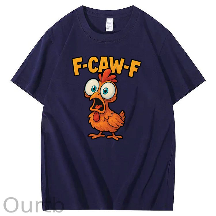 F-Caw-F Shock Chicken Pattern100% Cotton T-Shirt