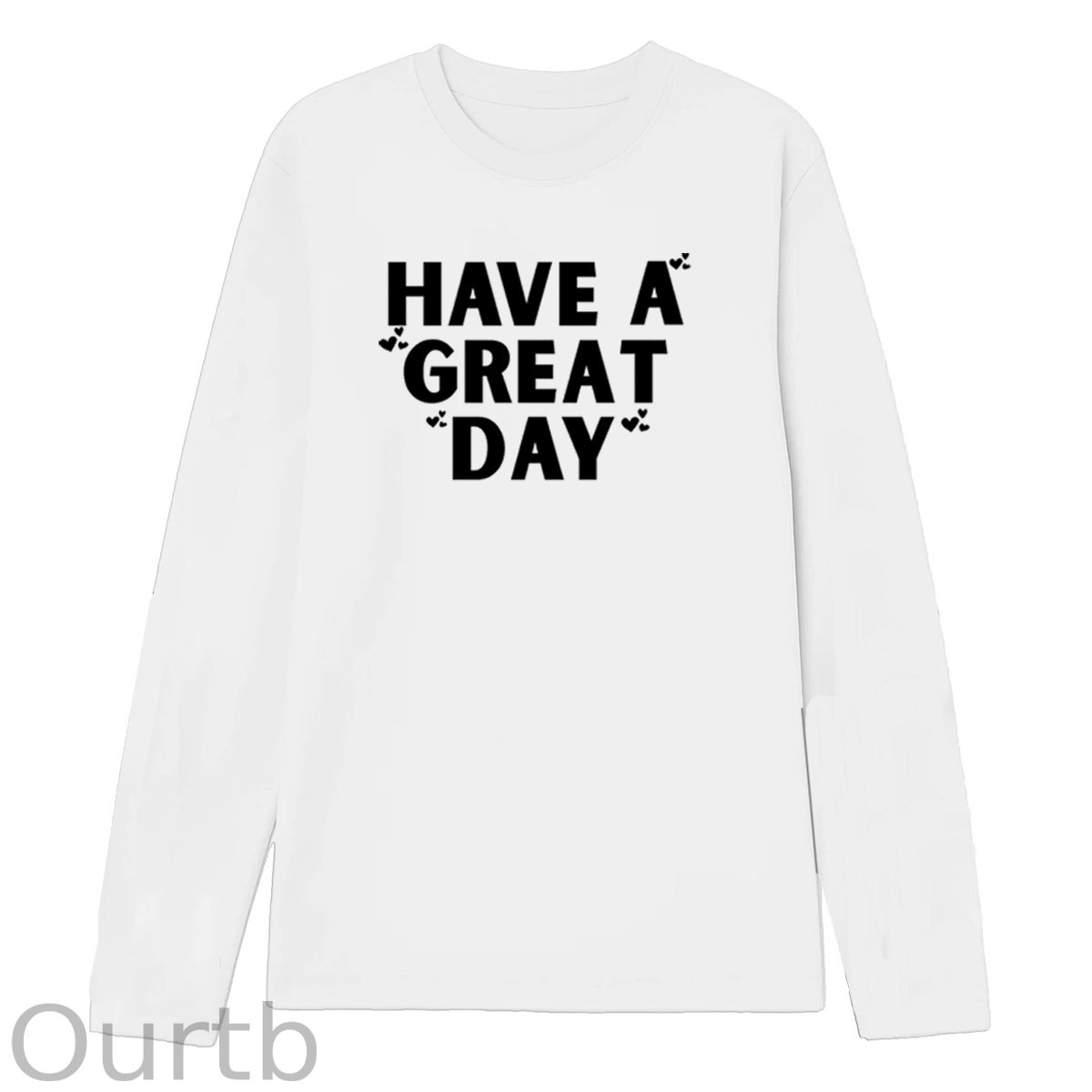 Have A Great Day Pattern Pattern Long Sleeve 100% Cotton  T-Shirt