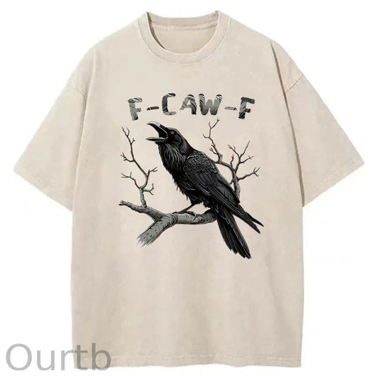 F-Caw-F Crow Washed Cotton T-Shirt