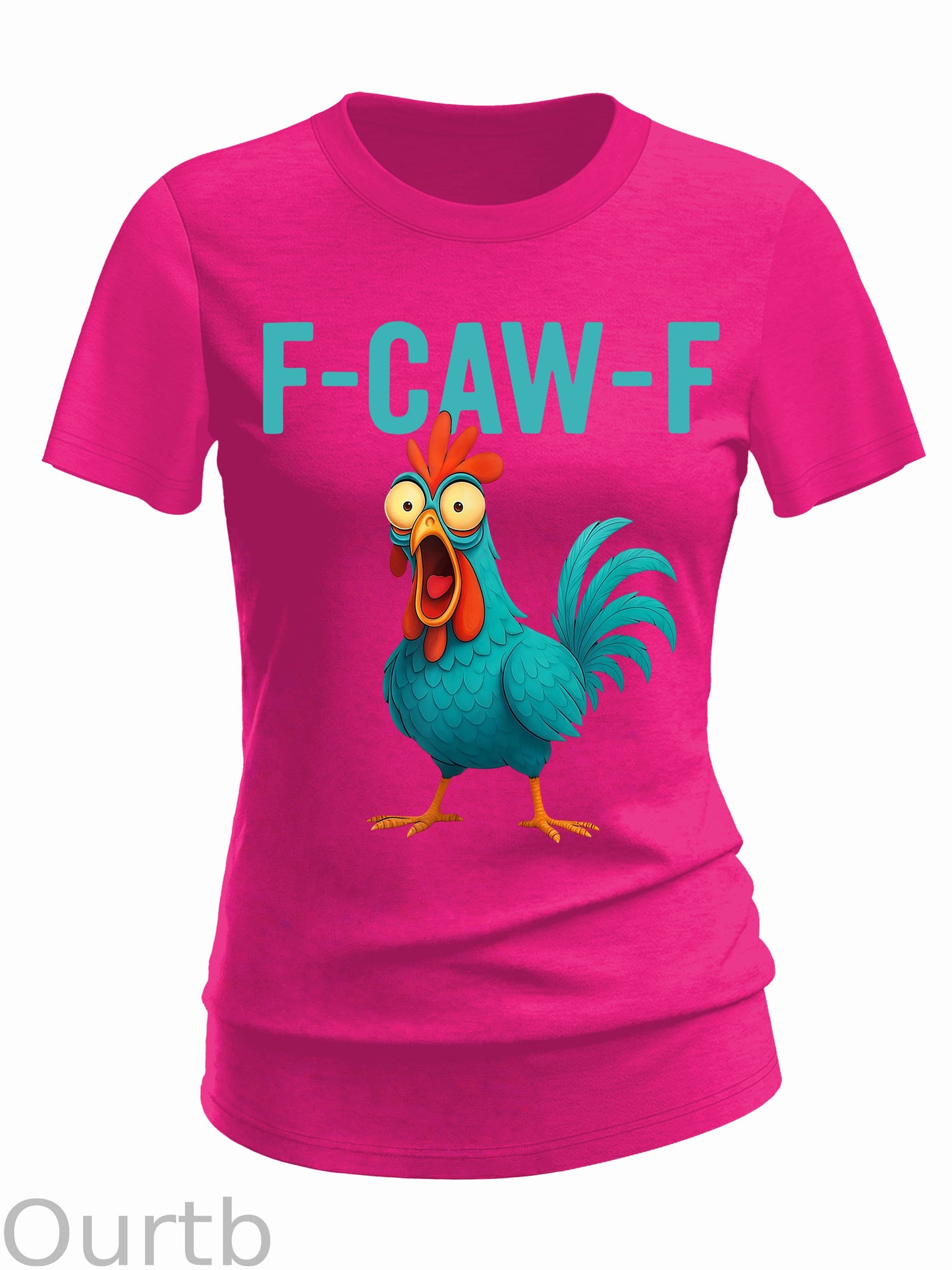 Women's Funny Rooster Chicken F-Caw-F Chicken 100% Cotton T-Shirt