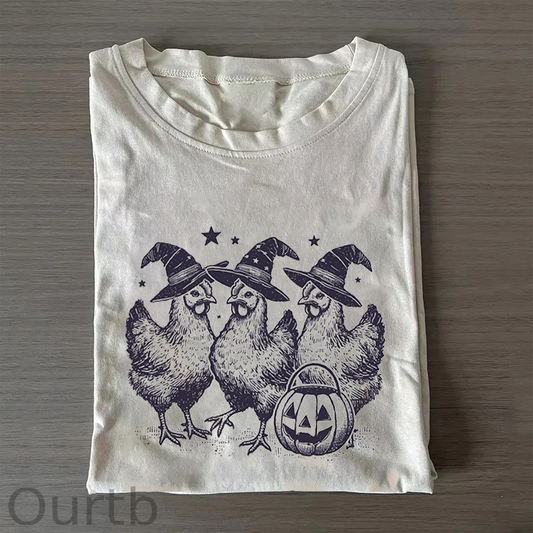 Chicken Witches Funny Halloween T-shirt