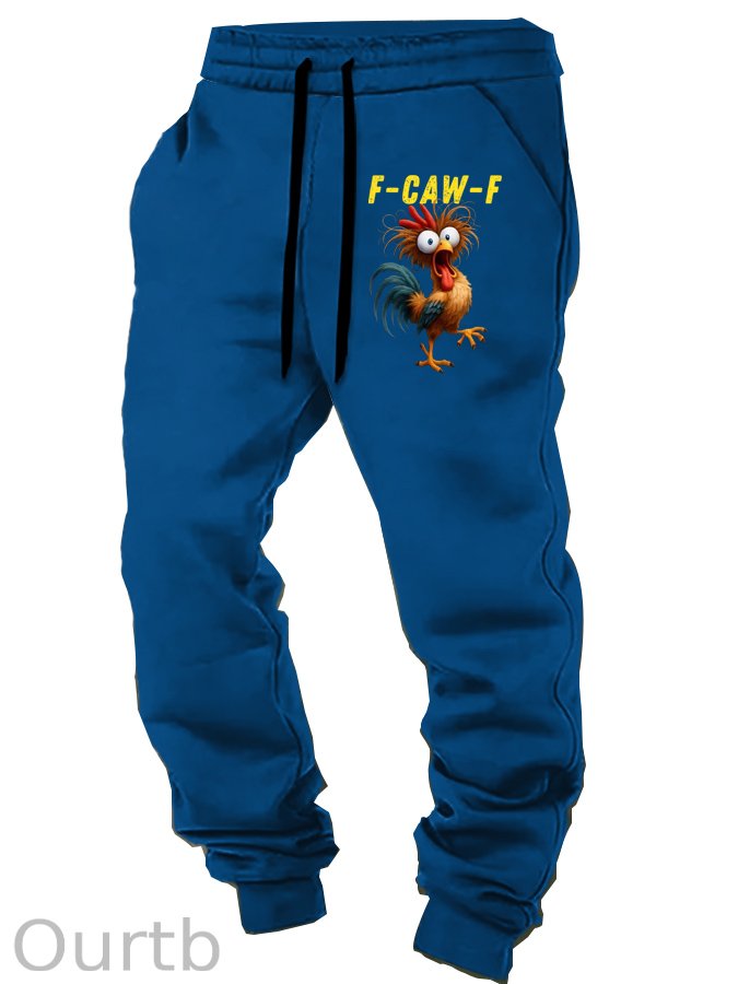F-Caw-F Crazy Chicken Pattern Print Casual  Casual Sweatpants