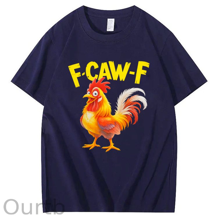 F-Caw-F  Happy Chicken Pattern100% Cotton T-Shirt
