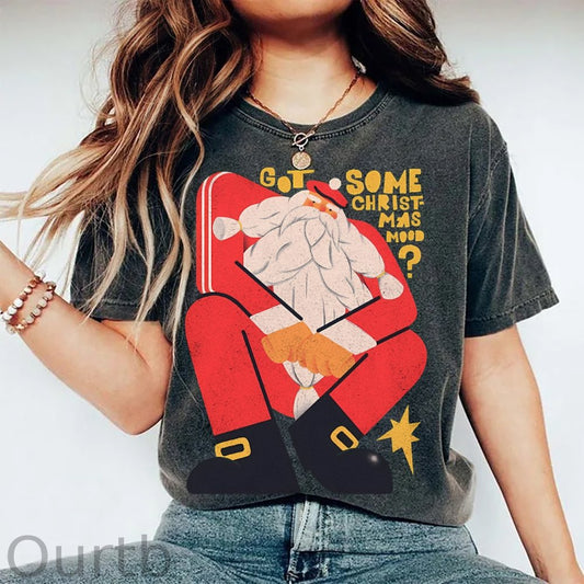 Got Some Christmas Mood Santa Unisex Printed Washed Tee