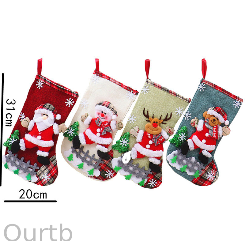 Christmas Linen Large Christmas Stocking Ornament Gift Bag Gift Bag