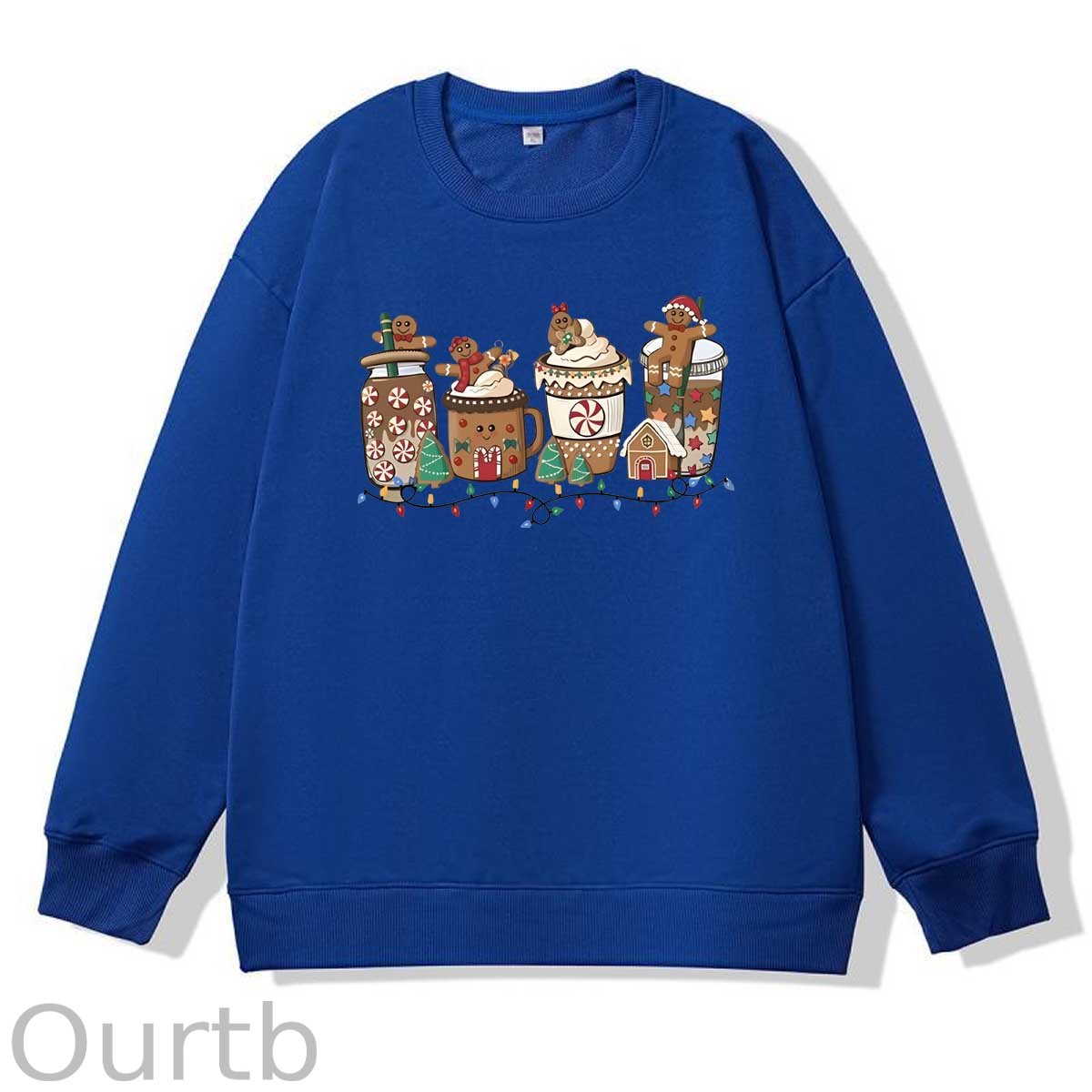 Christmas Gingerbread Man Pattern 100% 300g CottonCrew Neck Sweatshirt