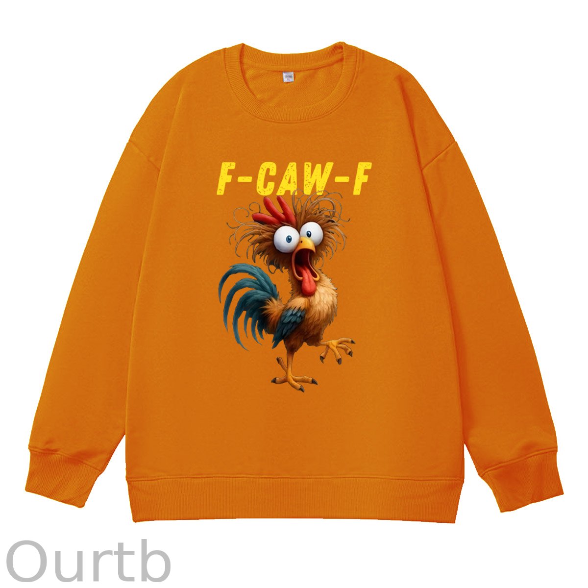 F-Caw-F Crazy Chicken Pattern 100% 300g CottonCrew Neck Sweatshirt