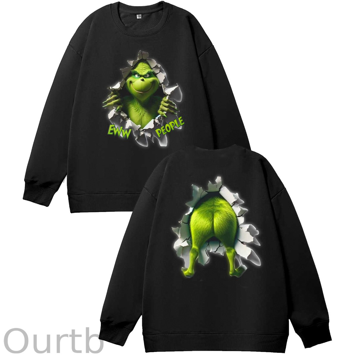 Christmas Funny Pattern 100% 300g CottonCrew Neck Sweatshirt