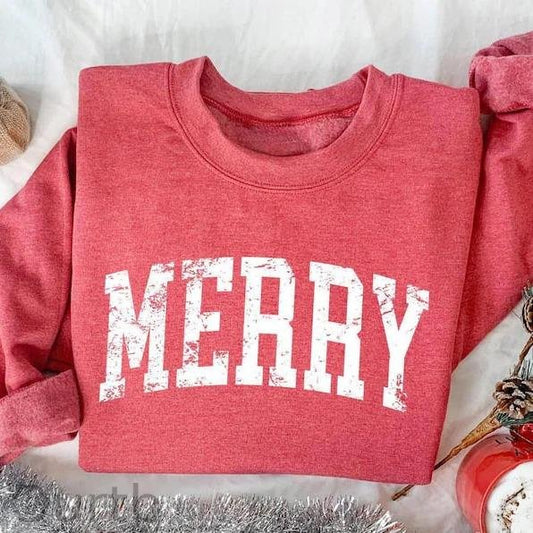 Retro Merry Christmas 100% Cotton Fleece Sweatshirt