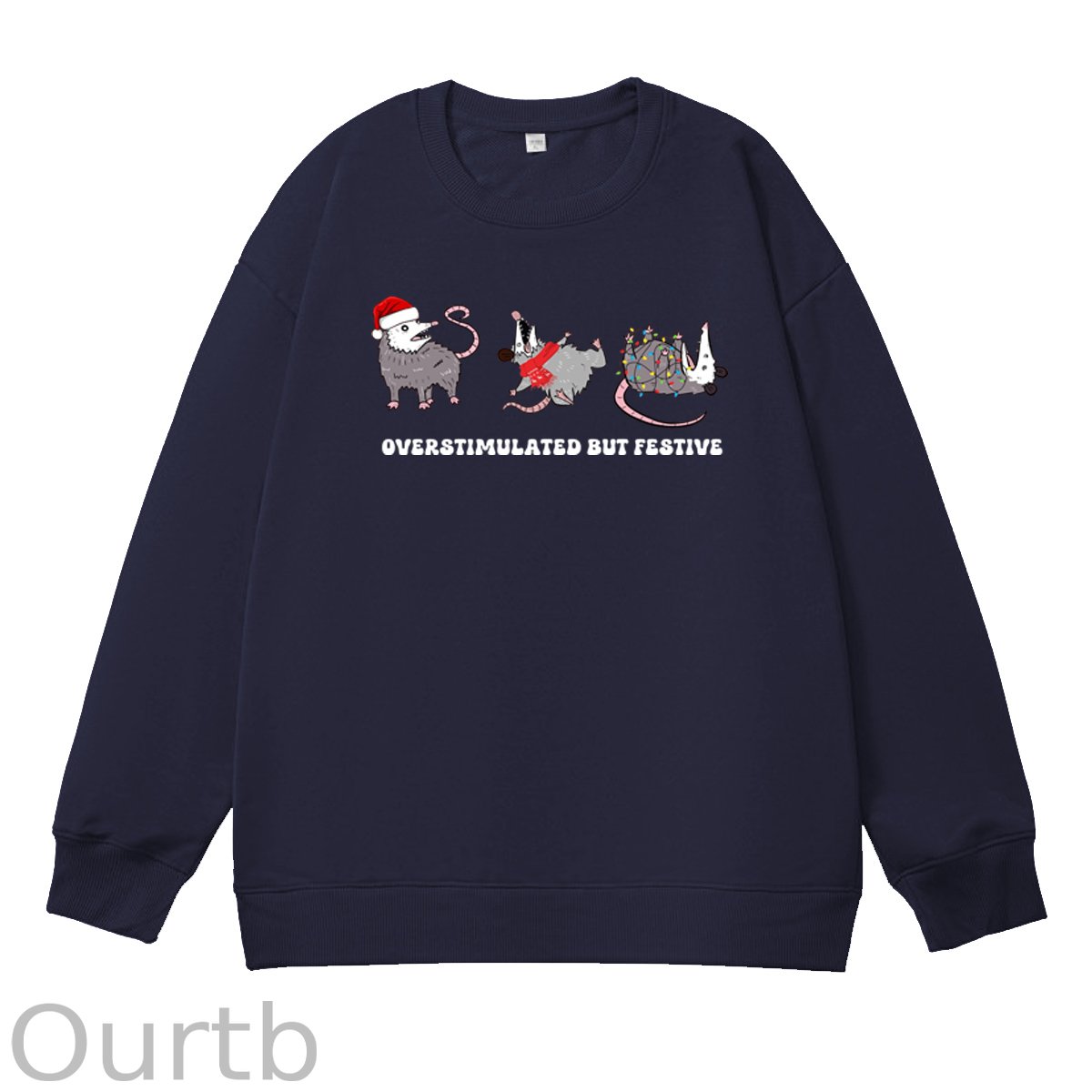 Christmas Overstimulated Festive Pattern 100% 300g CottonCrew Neck Sweatshirt