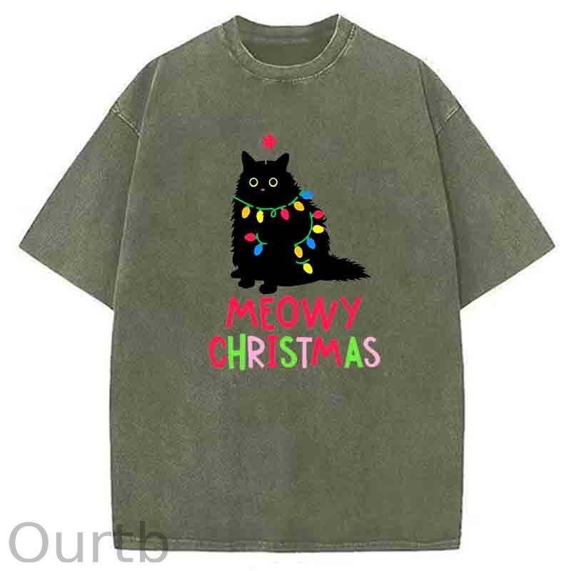 Meowy Christmas atWashed T-Shirt