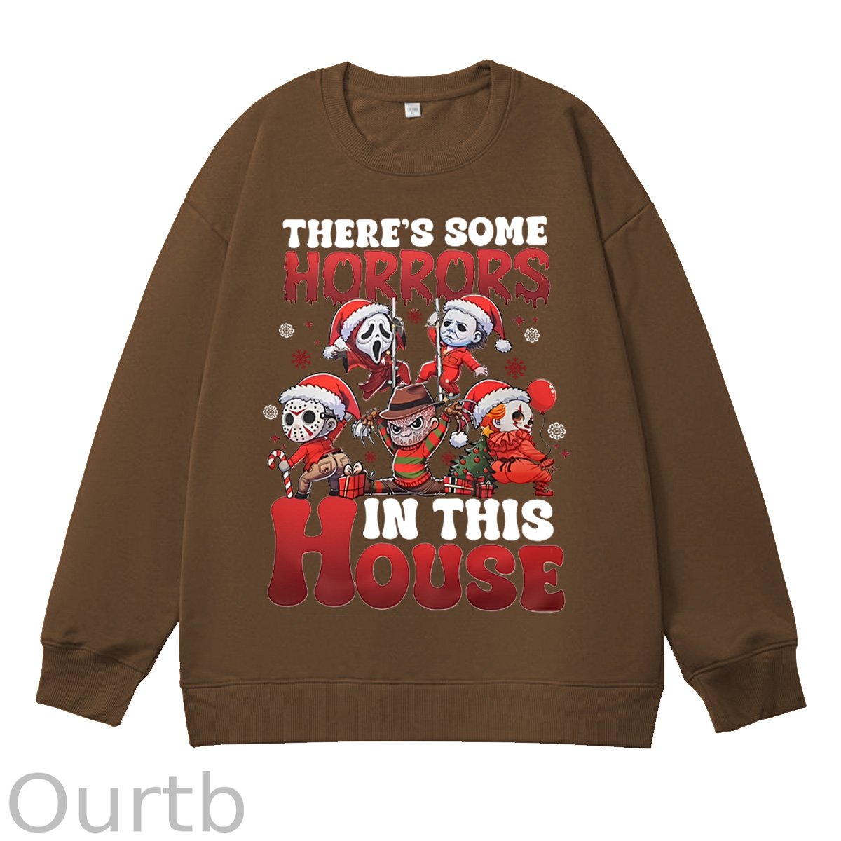 Christmas Horrors  Pattern 100% 300g Cotton Crew Neck Sweatshirt