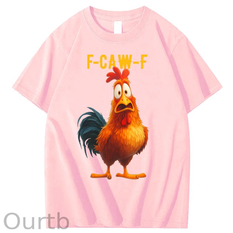 F-Caw-F Funny Chicken  Pattern100% Cotton T-Shirt