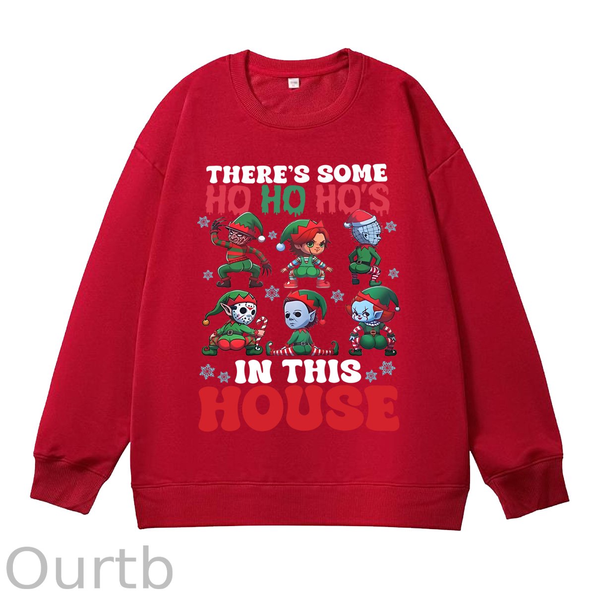 Christmas Ho Ho Ho‘s  Pattern 100% 300g CottonCrew Neck Sweatshirt