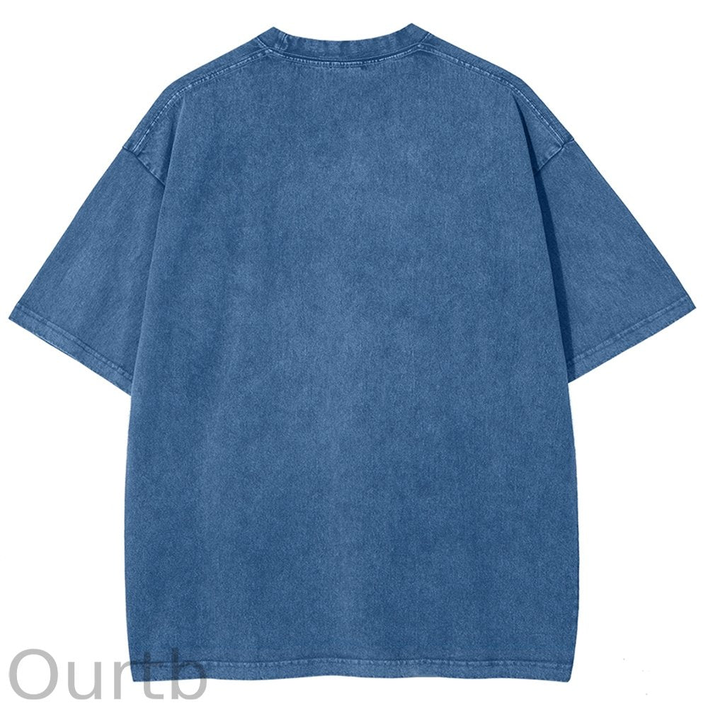 Unisex Christmas Cat Printed Washed Tee