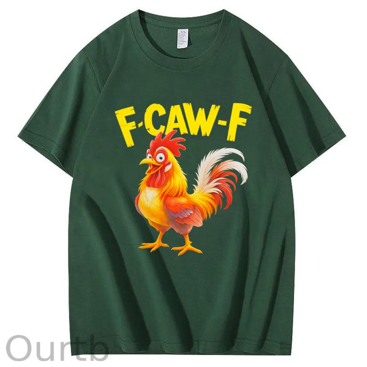 F-Caw-F  Happy Chicken Pattern100% Cotton T-Shirt