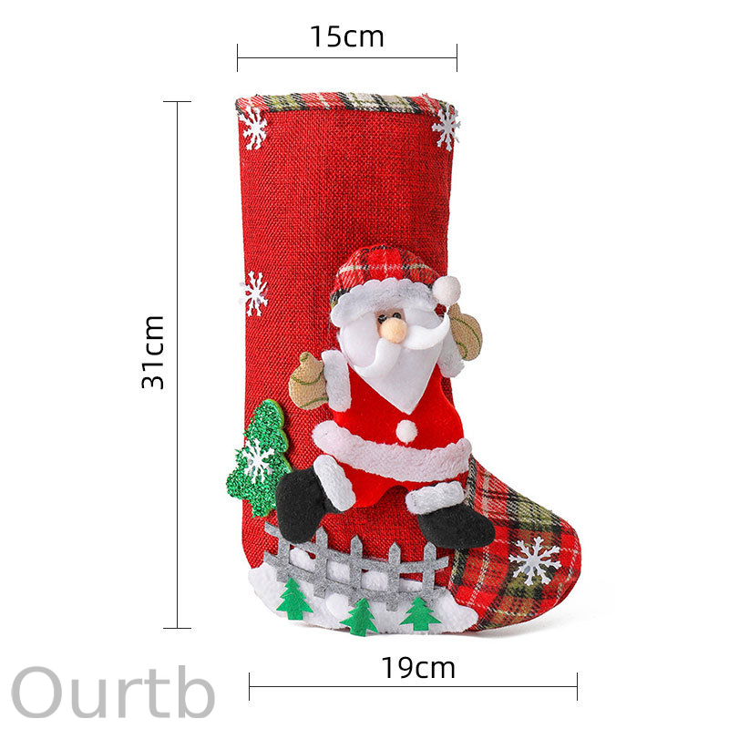 Christmas Linen Large Christmas Stocking Ornament Gift Bag Gift Bag