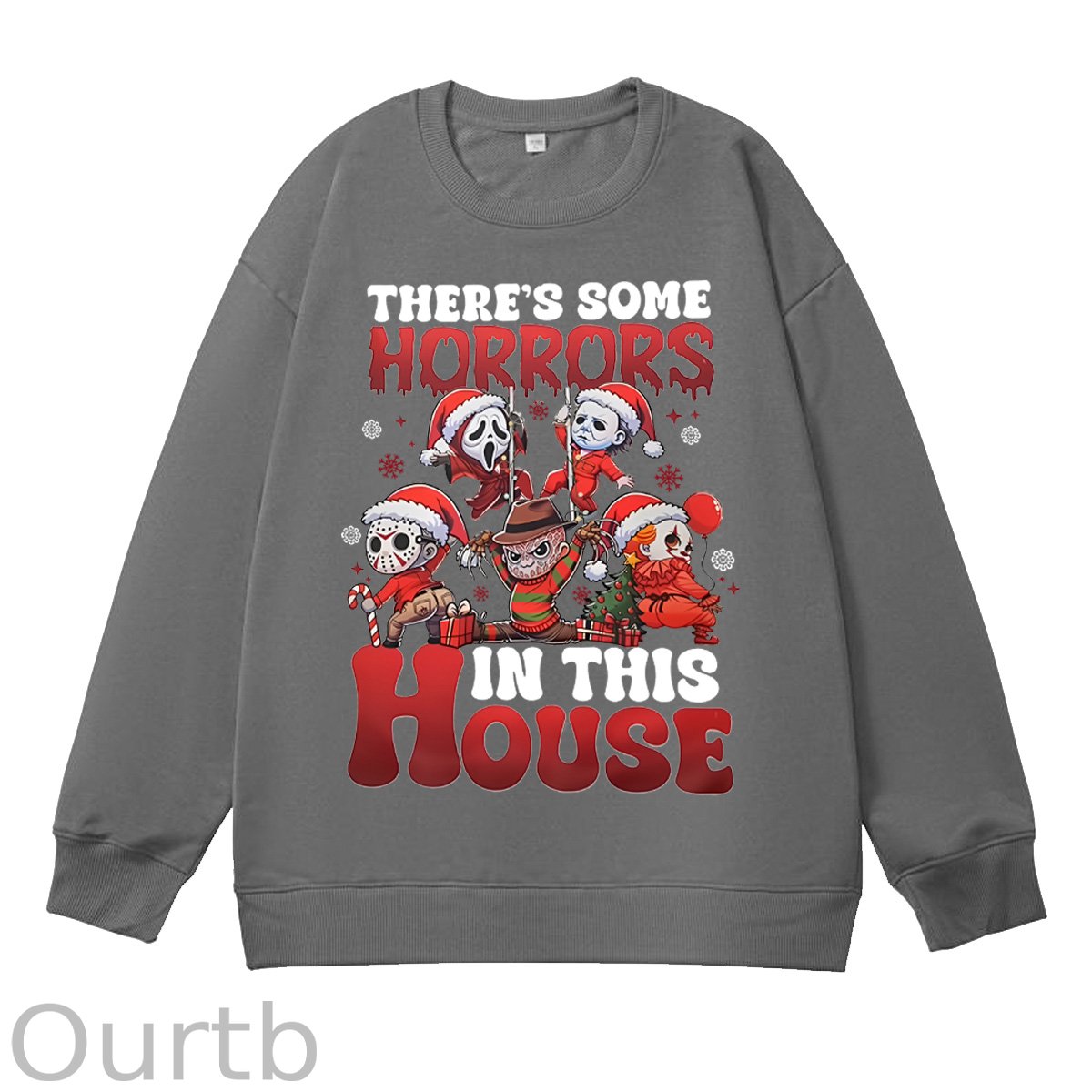 Christmas Horrors  Pattern 100% 300g Cotton Crew Neck Sweatshirt