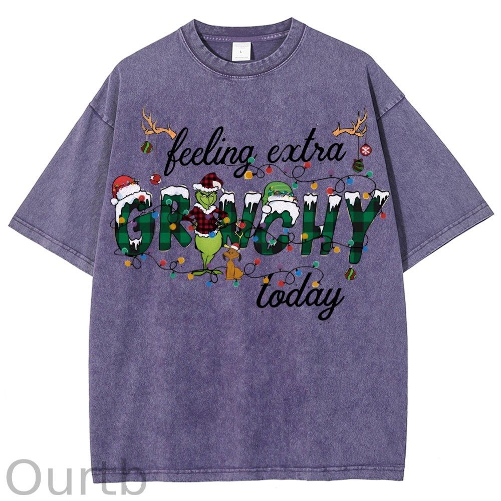 Unisex Christmas Printed Washed Tee