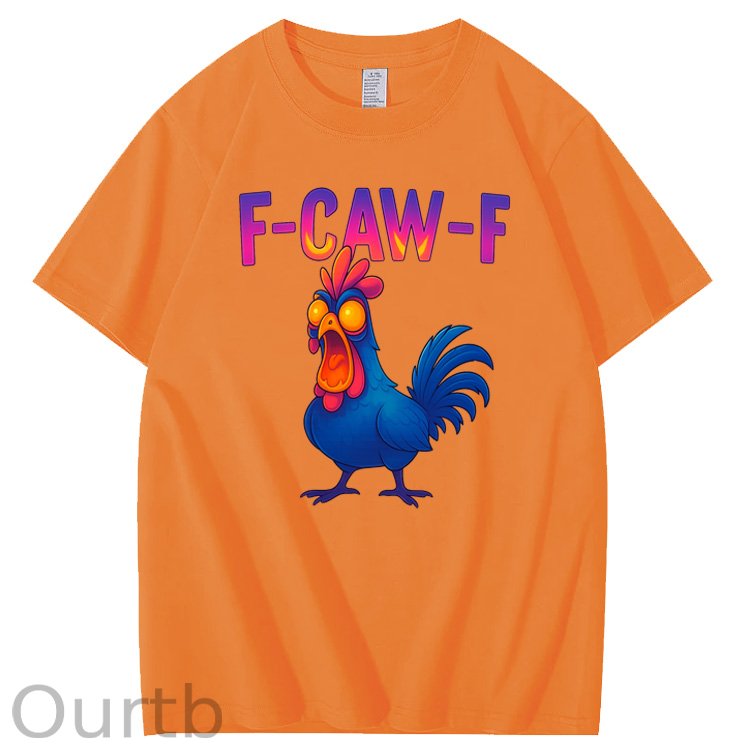 F-Caw-F Color Gradient Chicken Pattern100% Cotton T-Shirt