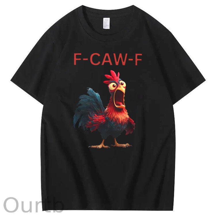 F-Caw-F  Shock Chicken Pattern100% Cotton T-Shirt