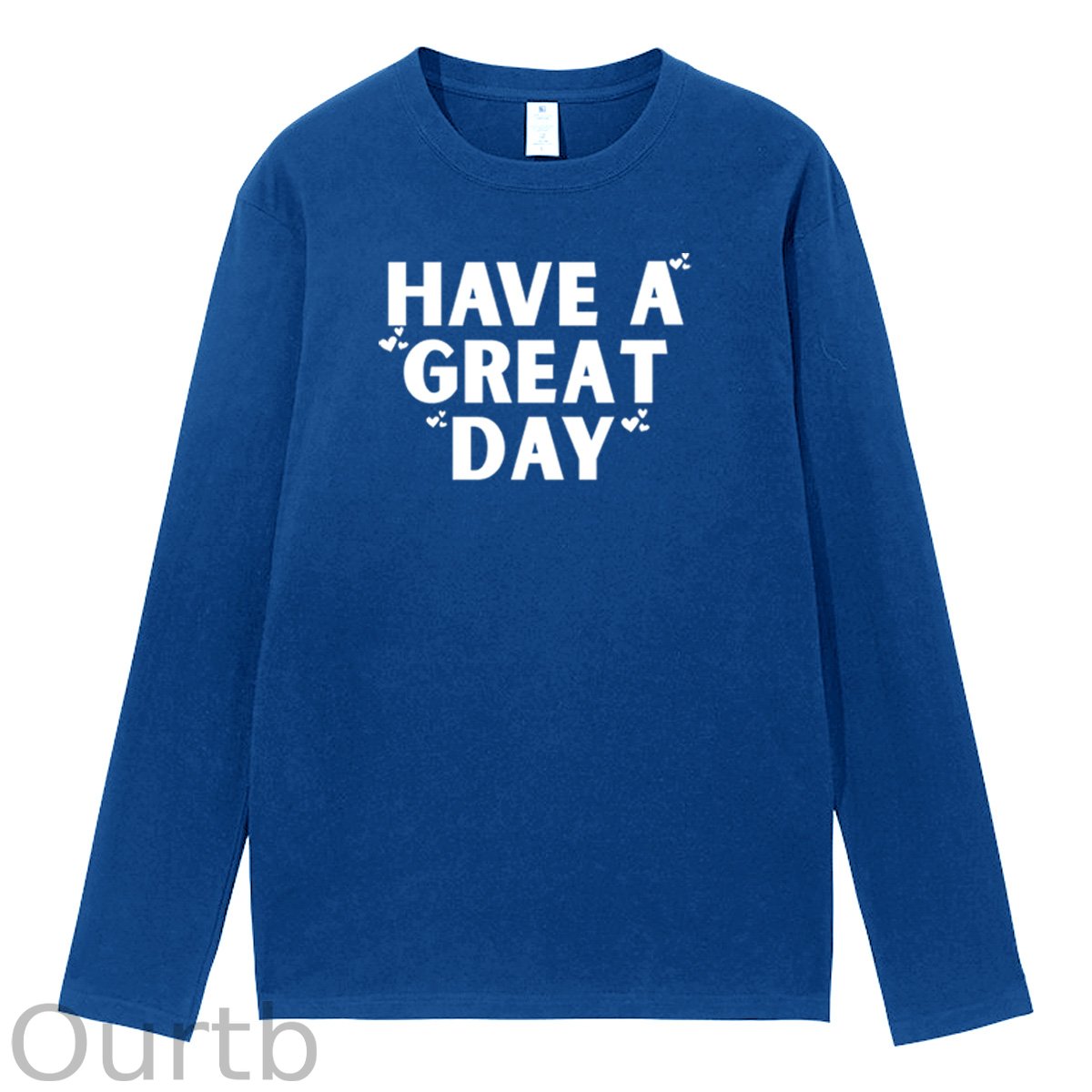 Have A Great Day Pattern Pattern Long Sleeve 100% Cotton  T-Shirt