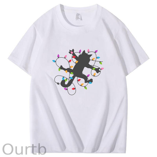 Cat Wrapped In Christmas Lights T-Shirt