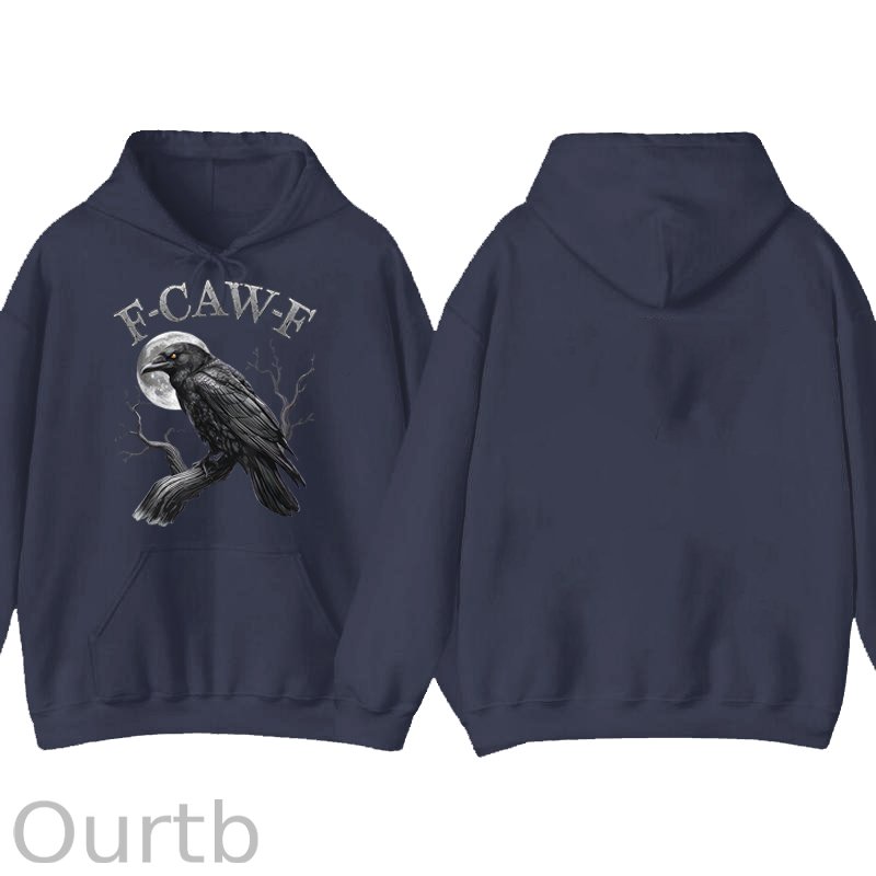 F-Caw-F Crow Cotton Fleece Hooded Sweatshirt