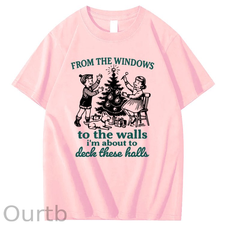 Christmas To The Walls  Pattern100% Cotton T-Shirt