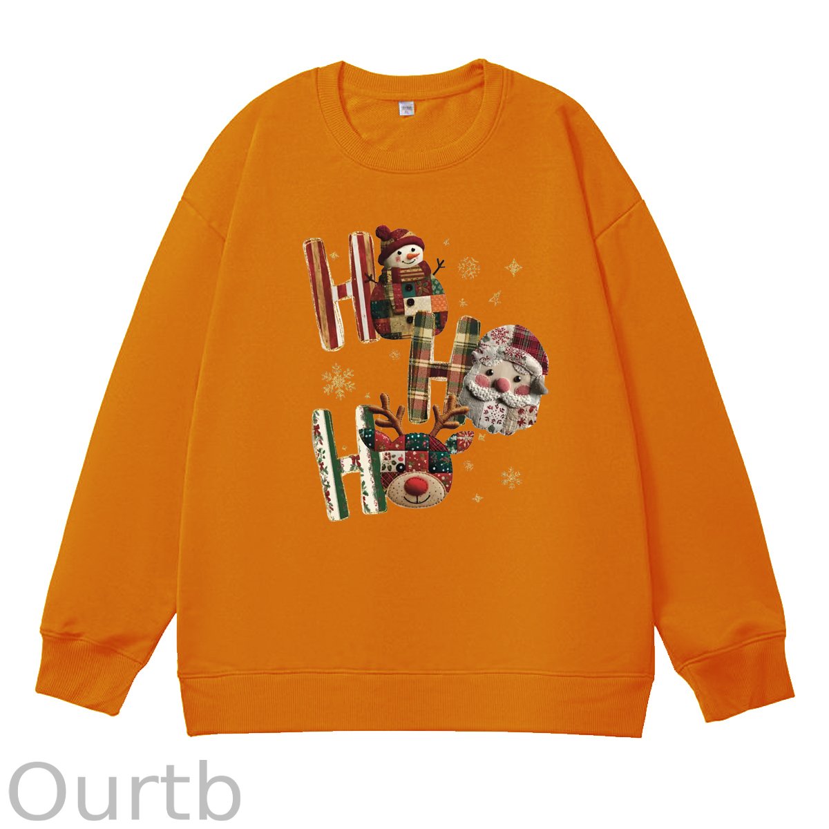 Christmas Ho Ho Ho  Pattern 100% 300g CottonCrew Neck Sweatshirt