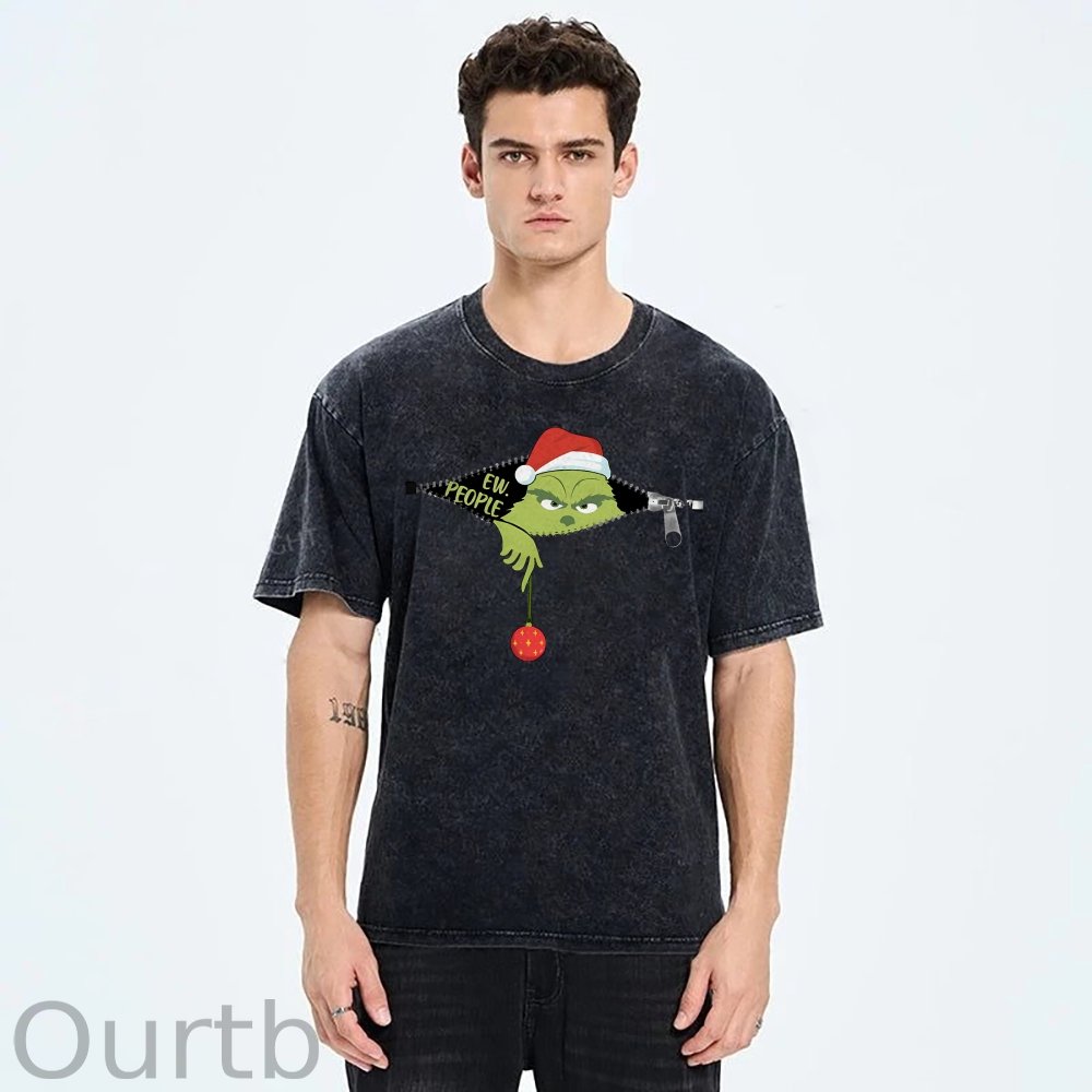 Unisex Christmas EW People Printed Washed Tee