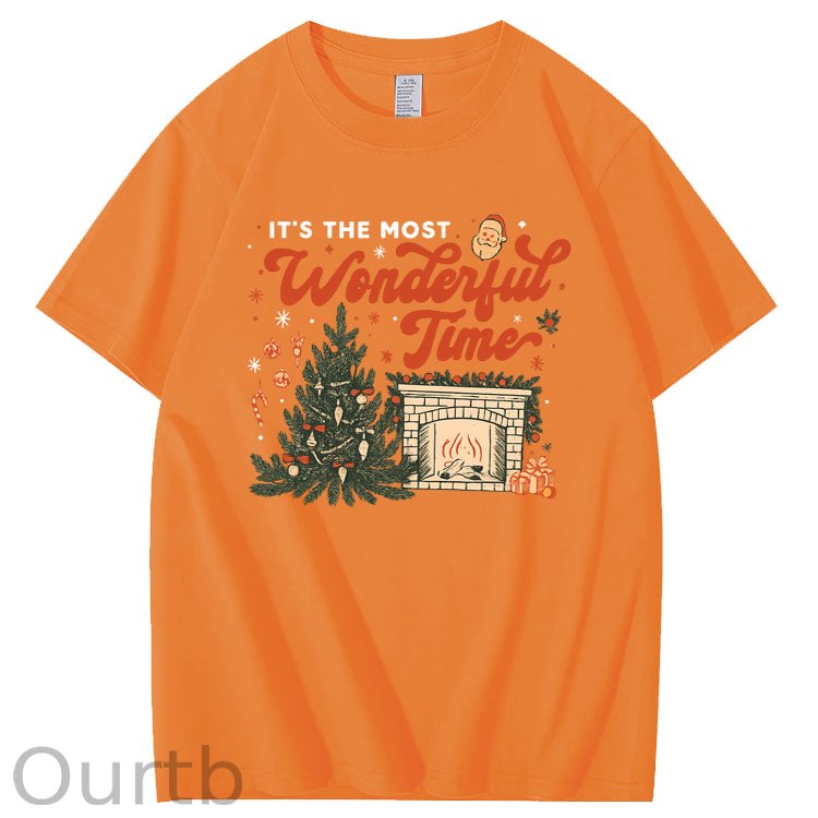 Christmas Wonderful Time Pattern100% Cotton T-Shirt