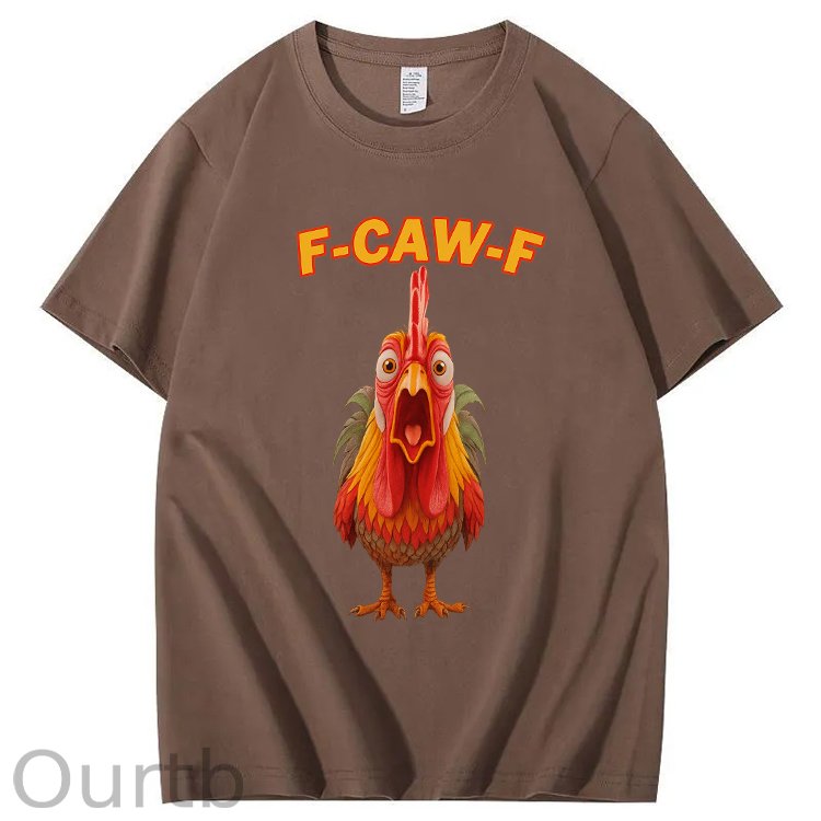 F-Caw-F Shocked Mouth Chicken Pattern100% Cotton T-Shirt