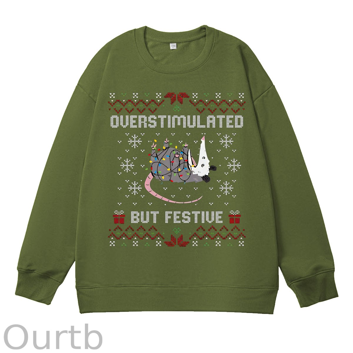 Christmas Overstimulated But Festive Ugly Holiday  Pattern 100% 300g CottonCrew Neck Sweatshirt