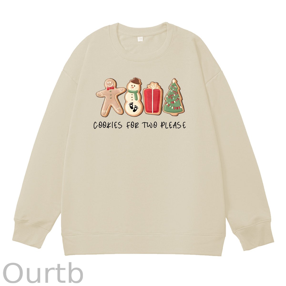 Christmas Cookies For Two Please Pattern 100% 300g CottonCrew Neck Sweatshirt
