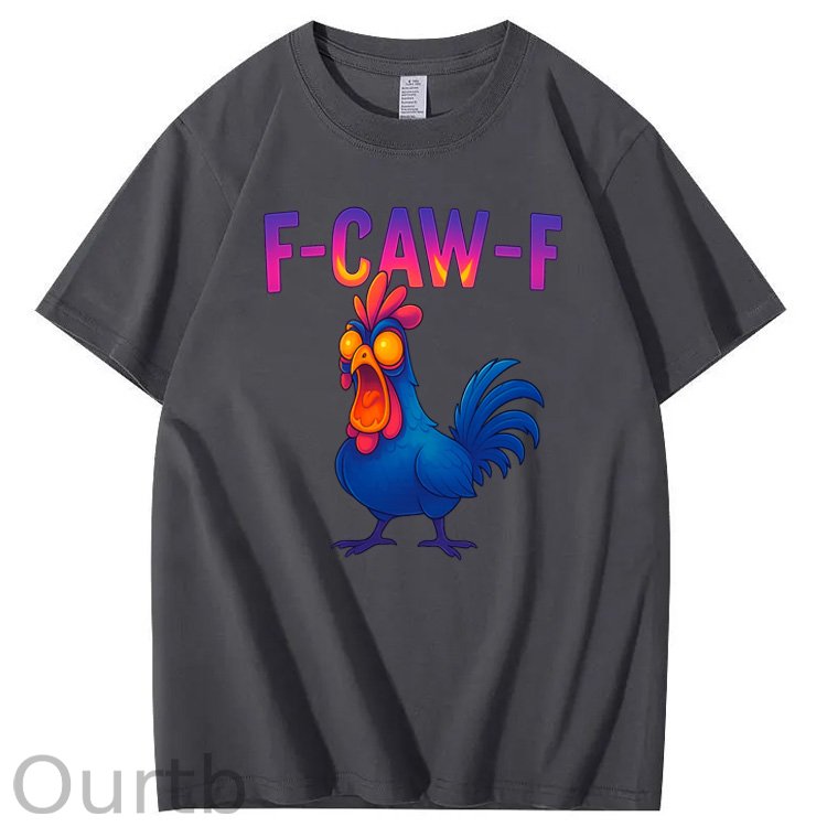 F-Caw-F Color Gradient Chicken Pattern100% Cotton T-Shirt