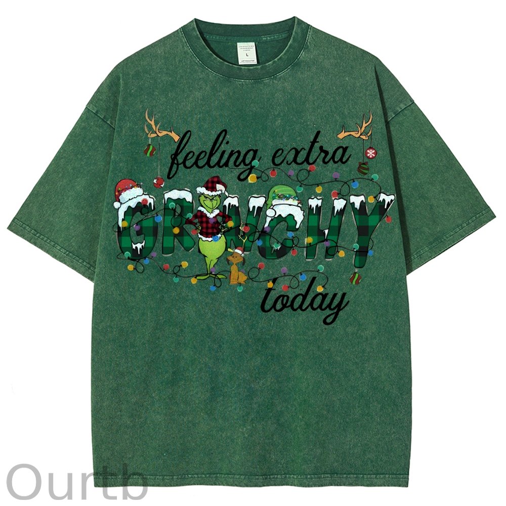 Unisex Christmas Printed Washed Tee
