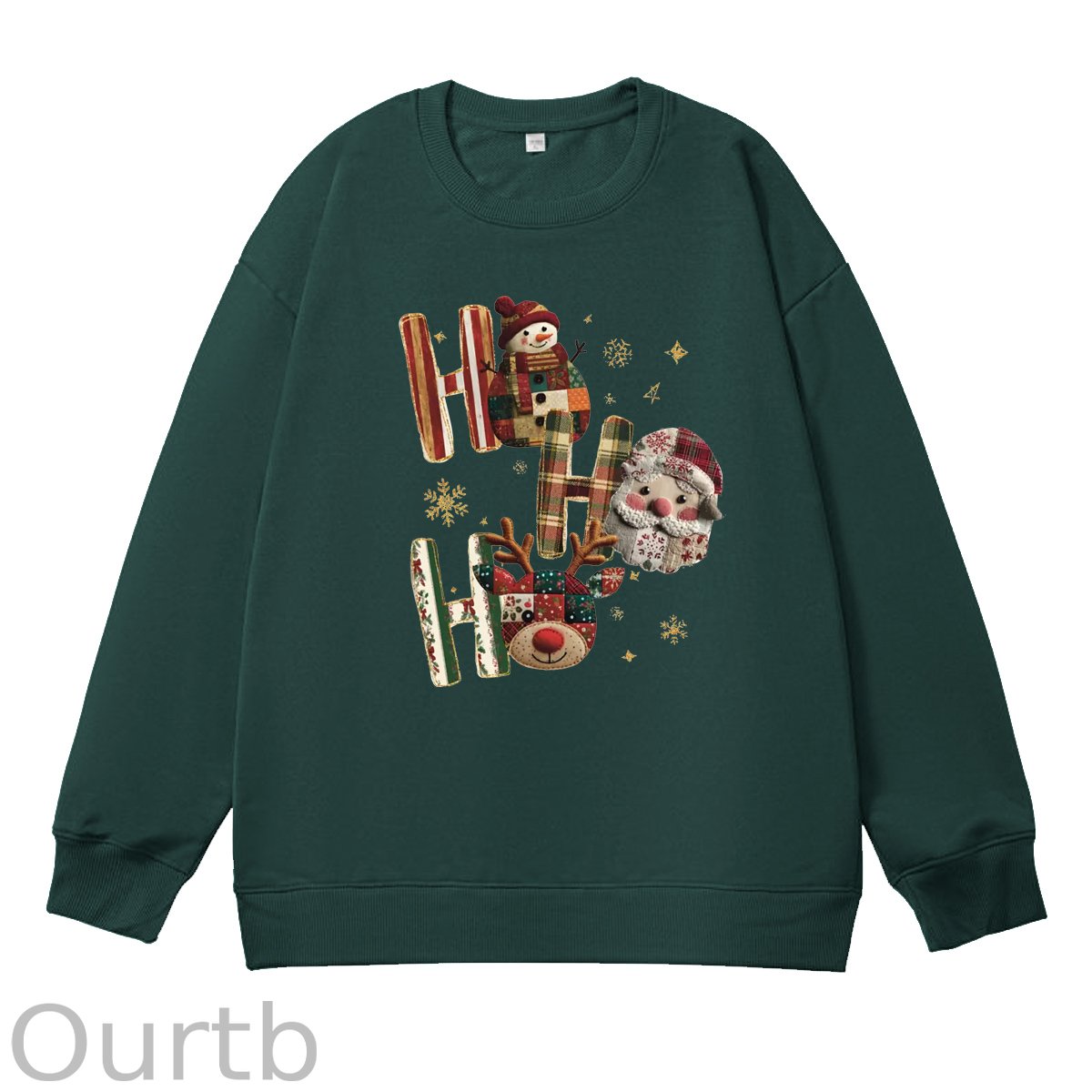 Christmas Ho Ho Ho  Pattern 100% 300g CottonCrew Neck Sweatshirt
