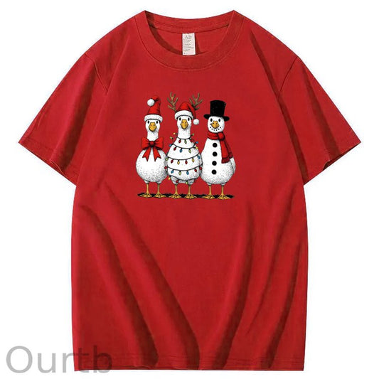 Christmas goose Pattern100% Cotton T-Shirt