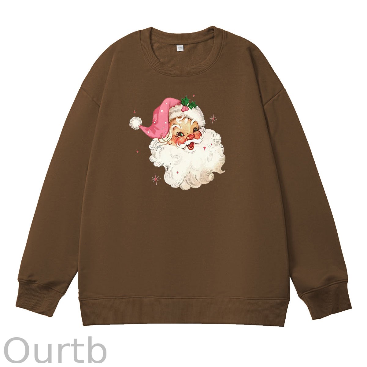 Santa Claus Christmas Pattern 100% 300g CottonCrew Neck Sweatshirt (High Quality Version)