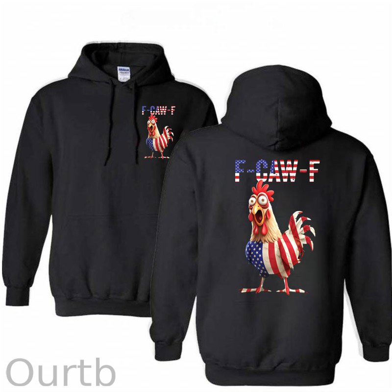 F-Caw-F Shocked American Chicken Pattern 100% 300g Cotton Classic Hoodie