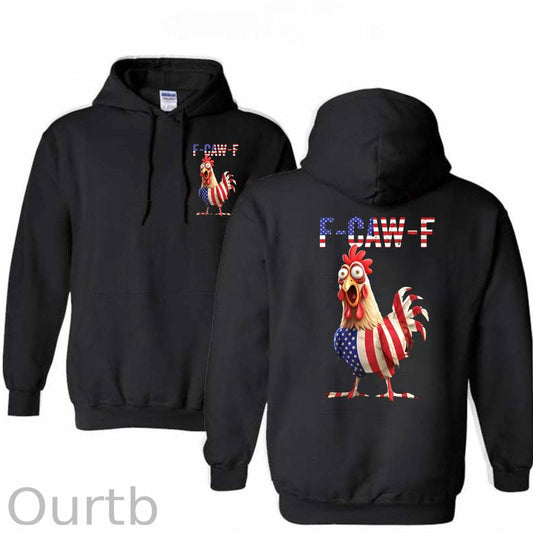 F-Caw-F Shocked American Chicken Pattern 100% 300g Cotton Classic Hoodie