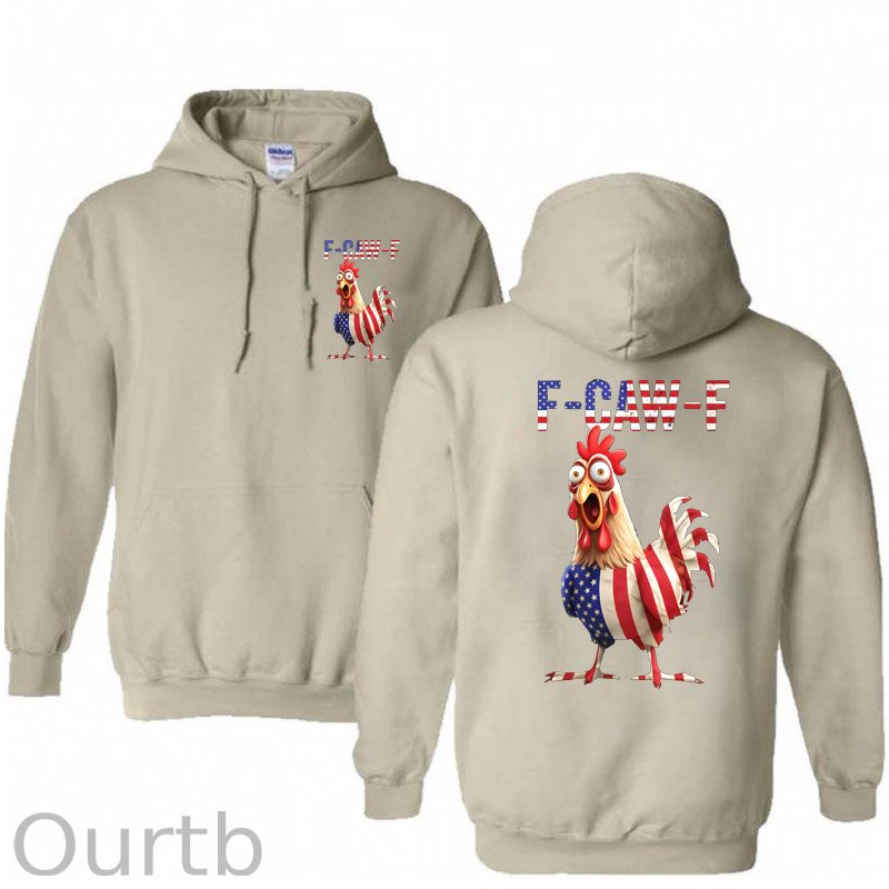 F-Caw-F Shocked American Chicken Pattern 100% 300g Cotton Classic Hoodie