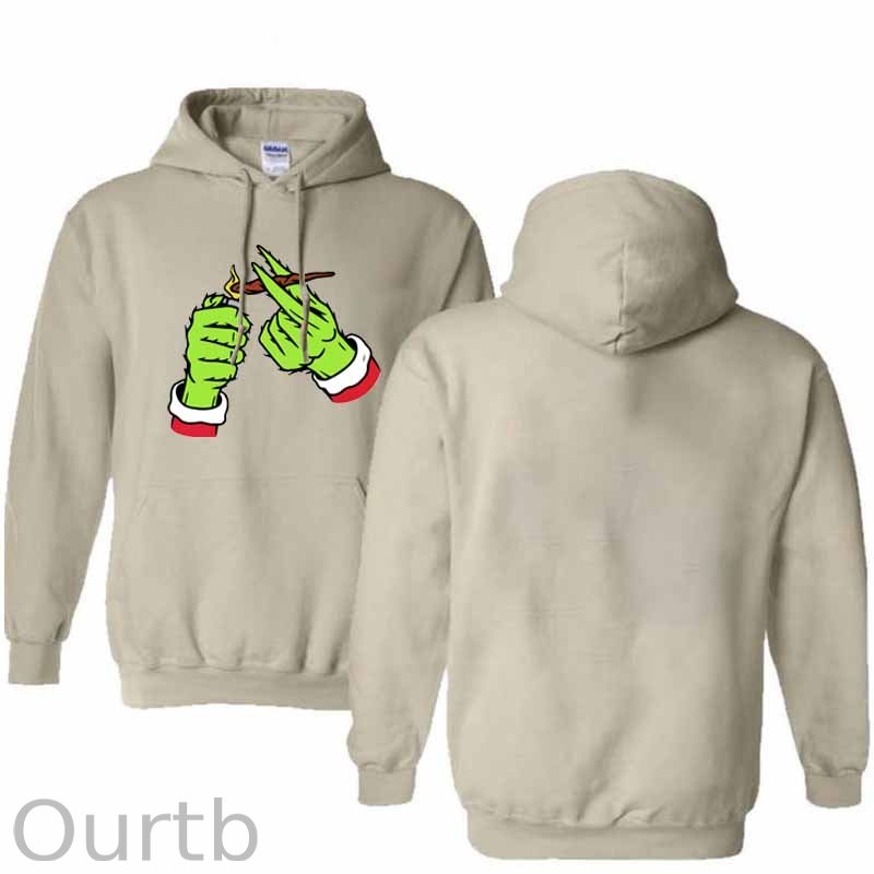 Christmas Green Hairy Monster Hand  Pattern 100% 300g Cotton Classic Hoodie