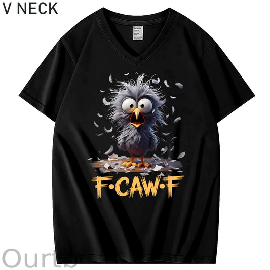 Funny F-Caw-F Chicken 100% Cotton V Neck T-Shirt