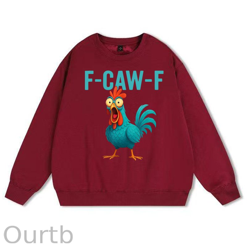 Funny Rooster Chicken F-Caw-F Chicken 100% Cotton Fleece Sweatshirt