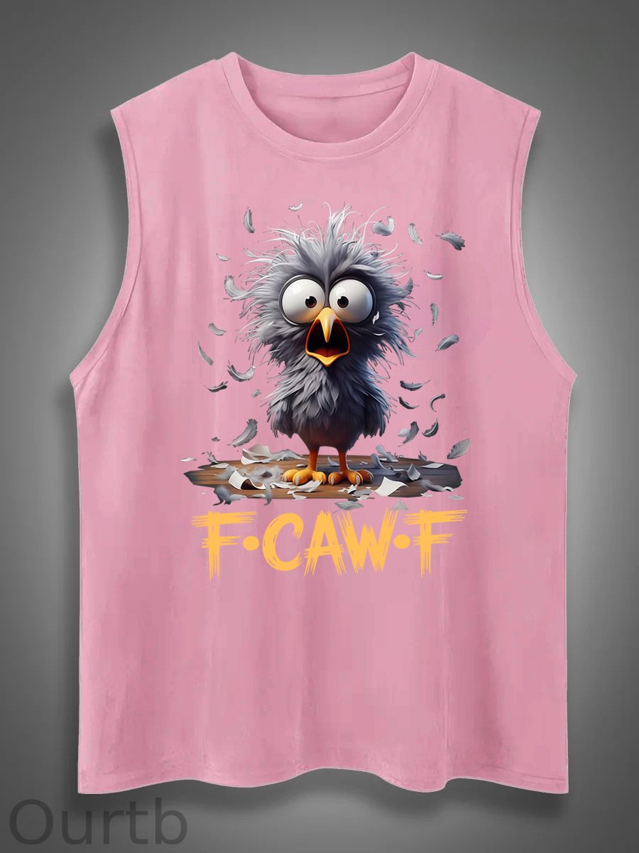 Funny F-Caw-F Chicken Print Cotton Sleeveless Tank Tops