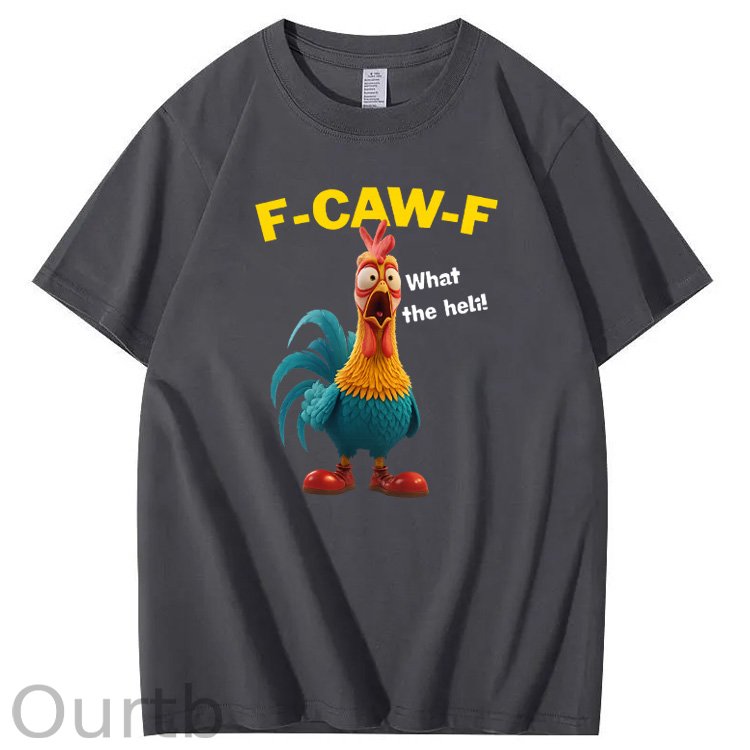 F-Caw-F What The Heli Carzy Chicken Pattern100% Cotton T-Shirt