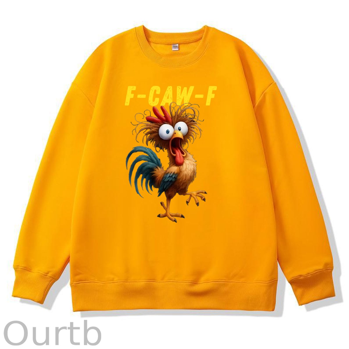 F-Caw-F Crazy Chicken Pattern 100% 300g CottonCrew Neck Sweatshirt